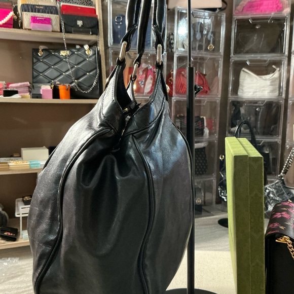 Authentic GUCCI GG Sukey Shoulder HandBag Guccissima Leather Black -PreOwned - Picture 15 of 16